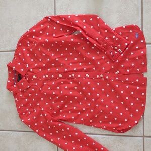 Talbots Red & White Polka Dot Blouse Size XS